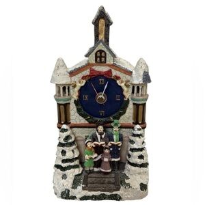 Church and Carolers Village Clock w/Music Christmas/Holiday